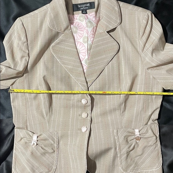 Signature pink and tan suit, pink ribbons and trim , lace buttons - Picture 11 of 14